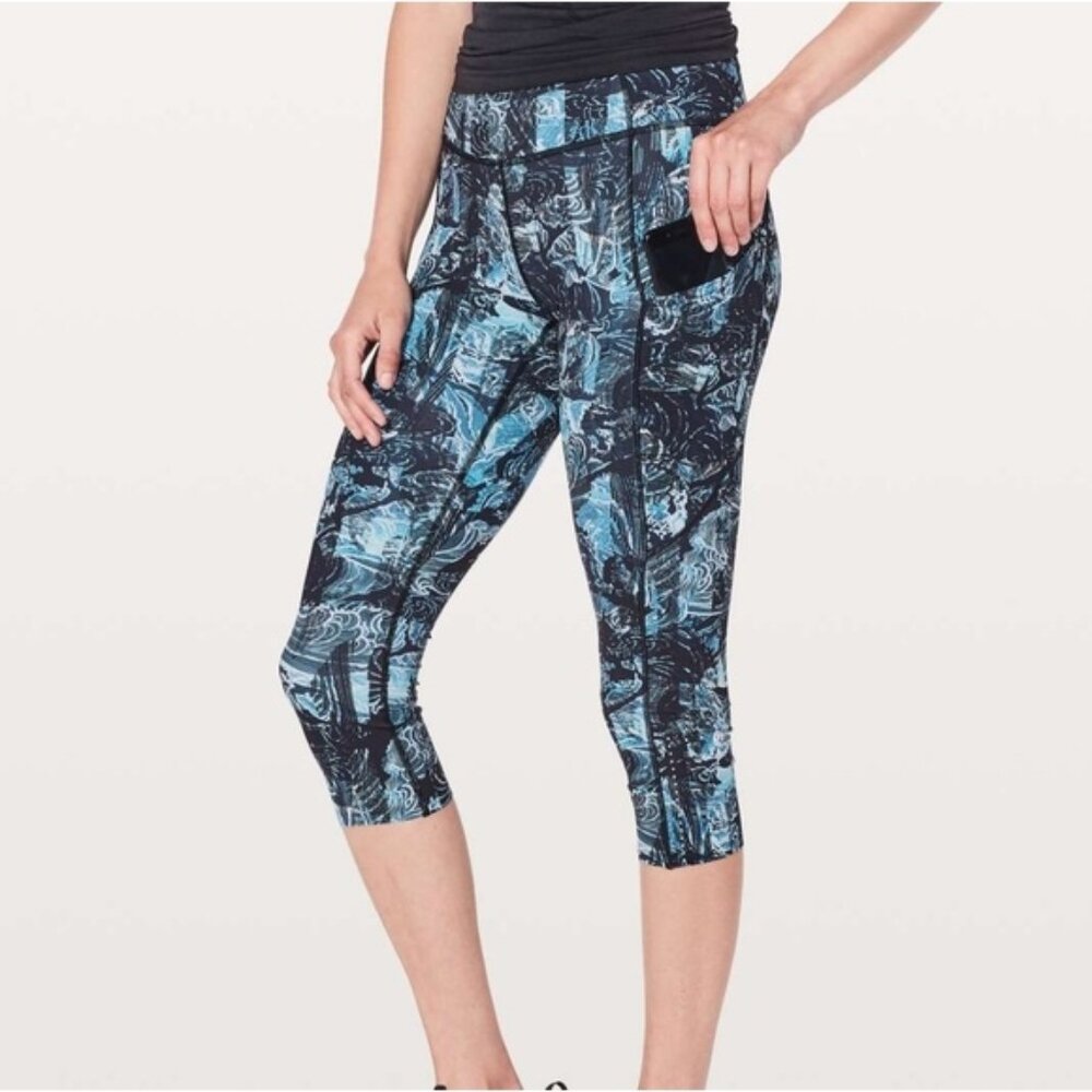 Lululemon Fast & Free Crop II *Nulux 19" Eternal Wave Starlight Black